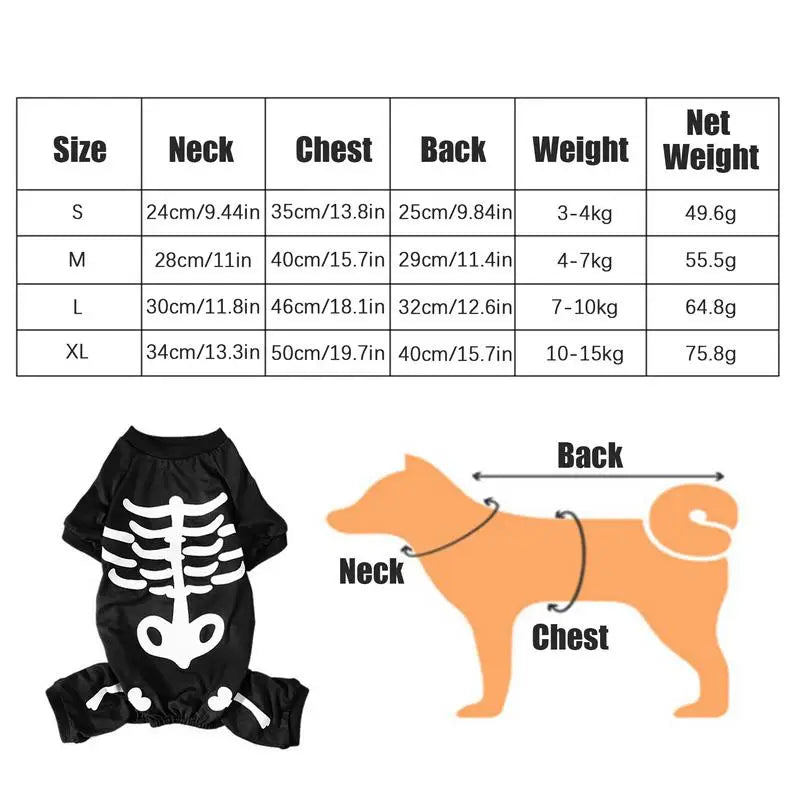 Halloween Costume For Dogs Glowing Skeleton Halloween Cosplay Pet Jumpsuit Pet Outfit Festive Appeal For Parades Play Dates