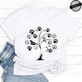 Women Dog Paw Print Graphic T Shirt Cute Pet Lover O Neck Short Sleeve Casual Streetwear Aesthetic Daily Fashion Tee Tops Gift
