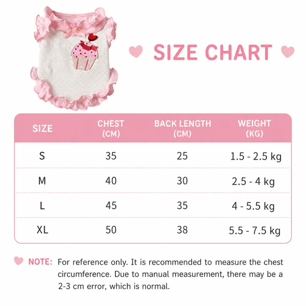 Cake Embroidery Cat Dog Flower Edges Skirt Polka Dots Thin Summer Pet Vest Flying Sleeves Breathable Cat Princess Dress