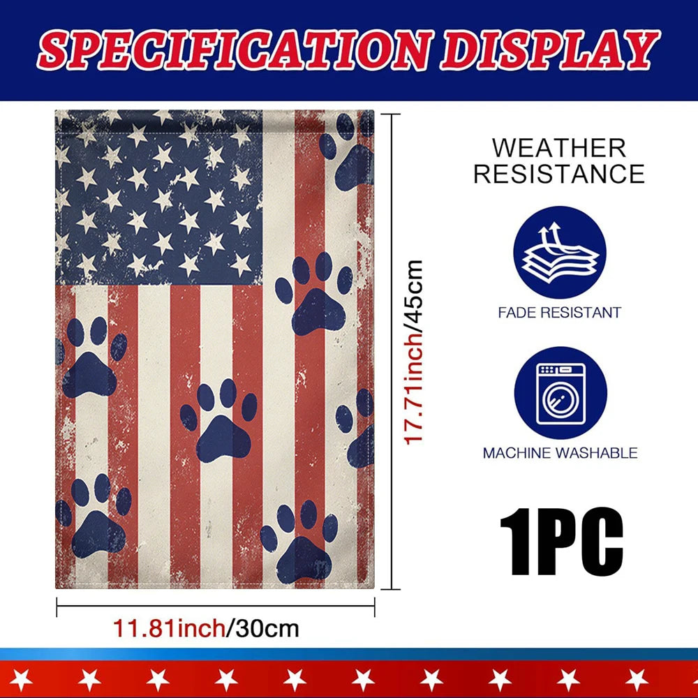 American Flag Garden Flag with Dog Paws Double Sided Print No Flagpole Included Patriotic Outdoor Decor