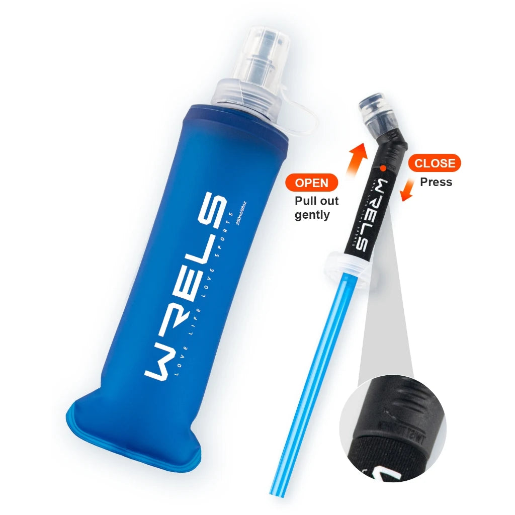 WRELS Collapsible Soft Flask — BPA-Free Foldable Water Bottle for Outdoor Sports