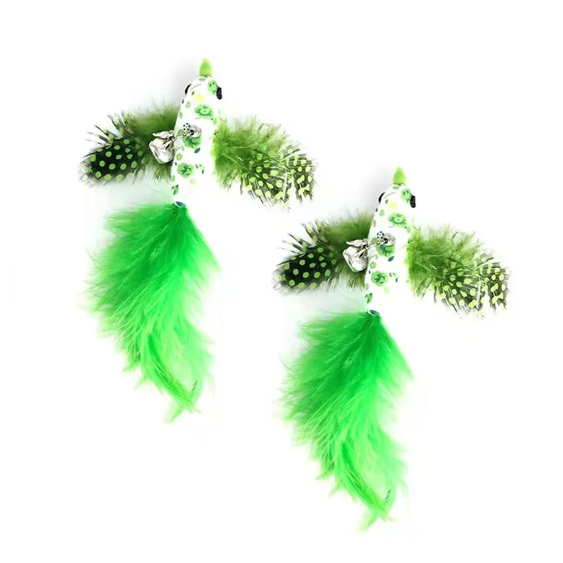 Interactive Feather Bird Cat Wand Toy with Bell & Suction Cup