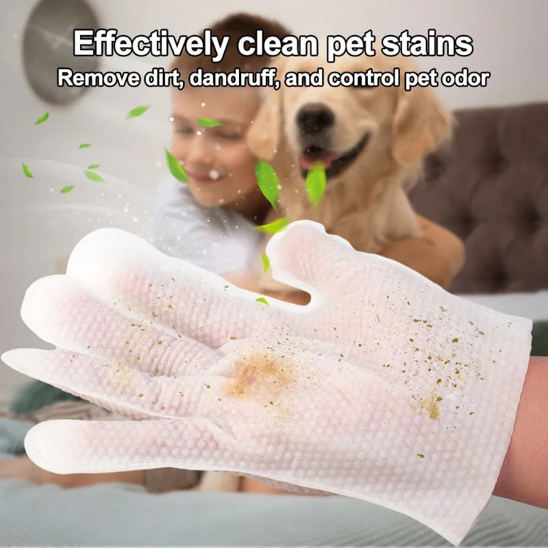 30/6pcs Pet Disposable Cleaning Gloves Wash Free Cats Dogs SPA Bath Supplies Massage Non Woven Fabric No Rinse Eye Wipe Gloves