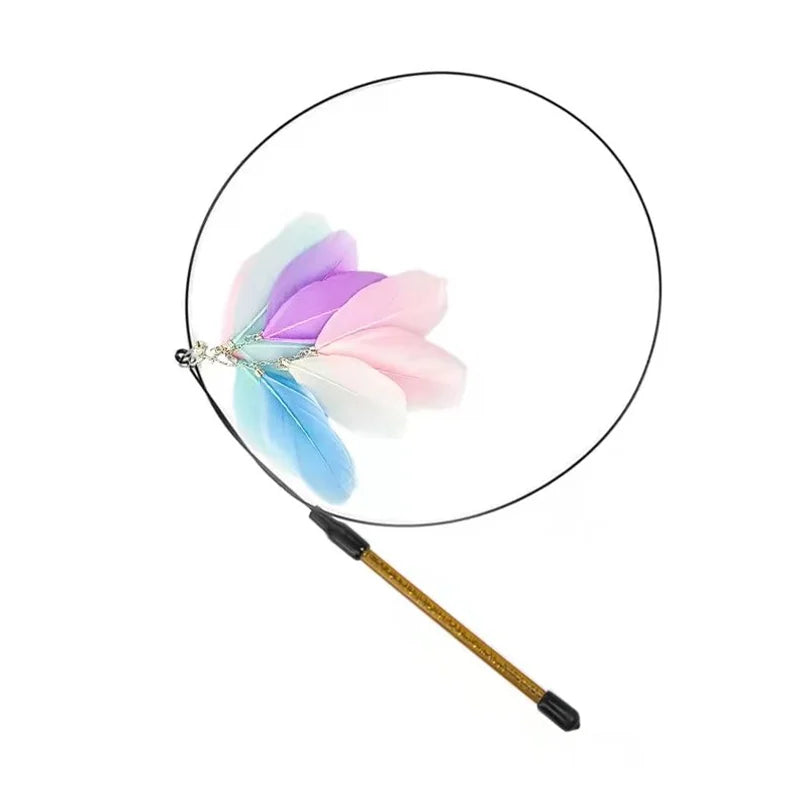 Interactive Feather Bird Cat Wand Toy with Bell & Suction Cup