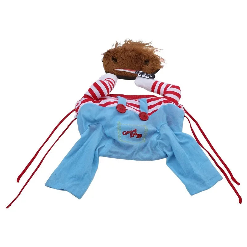 Funny Dog Horror Movie Clothes Sweatshirt Set Cosplay Chucky Pet Party Costume Comical Outfits Halloween Dress Jumpsuit