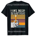 Beer English Bulldog People Drinking Dog Lover T Shirts Tee Tops Round Neck Short-Sleeve Tshirt Clothing Casual Basic T-shirts