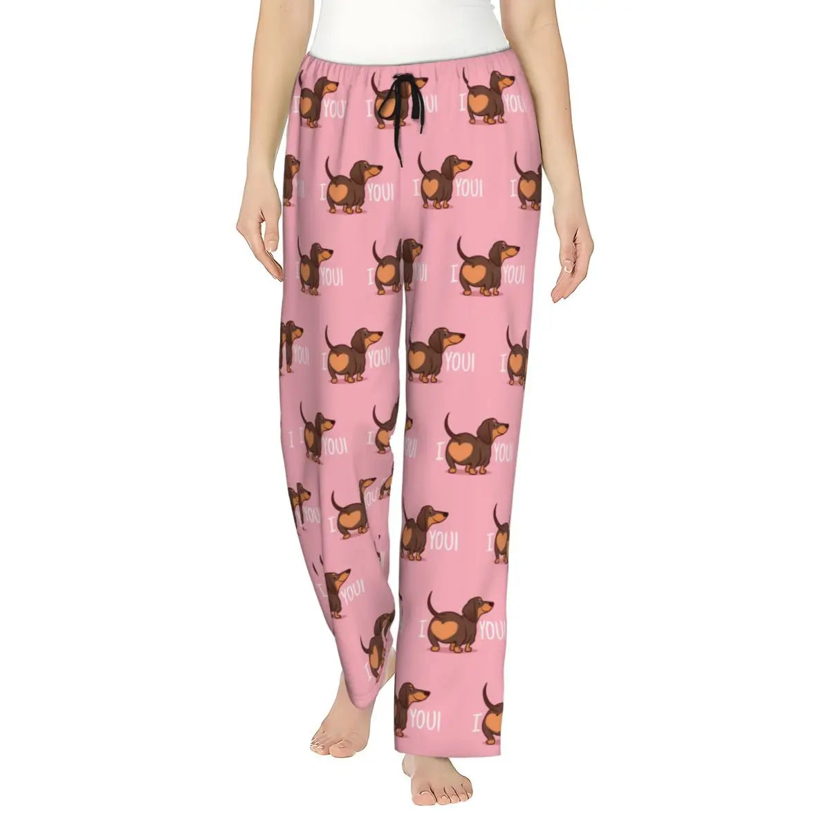 Custom Womens Dachshund Dog Pajama Pants Print Sausage Dogs Sleep Sleepwear Bottoms with Pockets