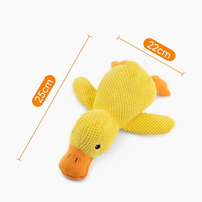 Dog sleeping with a dog hug duck toys to relieve boredom of little yellow duck pet interactive plush doll pet supplies ﻿