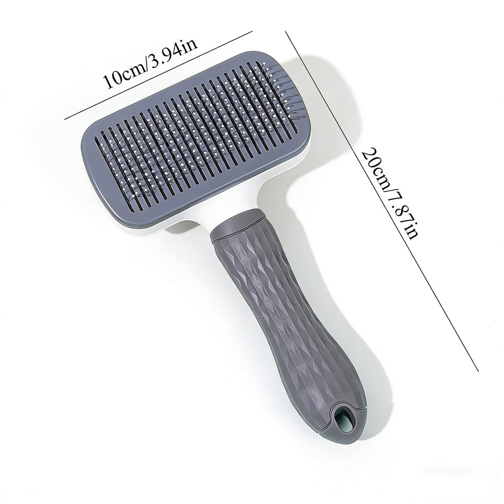 Pet Grooming Brush with One-Click Hair Removal — Massaging Comb for Dogs & Cats
