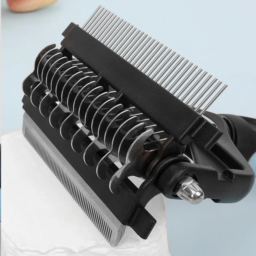 3-in-1 Pet Deshedding Brush — Hair Remover, Knot Cutter & Comb