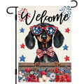 1pc 12x18in Independence Day Dachshund Garden Flag Double Sided Patriotic Farmhouse Yard Outdoor Decor