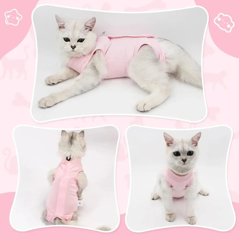 Cat Surgery Recovery Suit - Anti-Licking Onesie for Abdominal Wounds, Spay/Neuter Recovery Bodysuit for Cats & Kittens