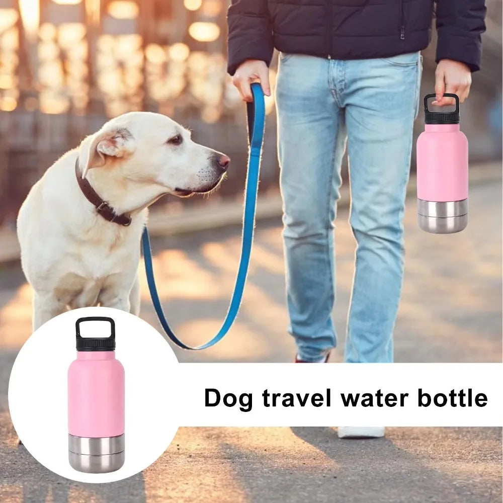 3 in 1 Stainless Steel Pet Water Bottle Multi-layered Detachable Dog Drinking Bottle Leak-proof 32Oz Insulated Water Bottle