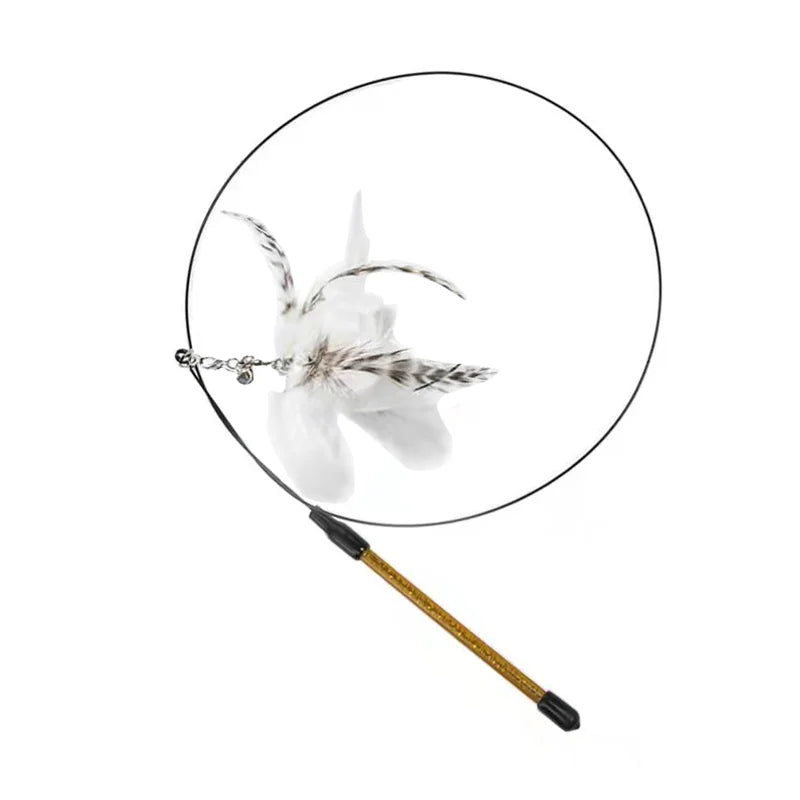 Interactive Feather Bird Cat Wand Toy with Bell & Suction Cup