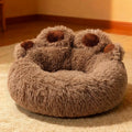 Large Dog Winter Bed Paw Shape Calming Pet Bed, Plush warm Donut Bed for Dogs & Cats Non-Slip Bottom Large Size for Big dogs