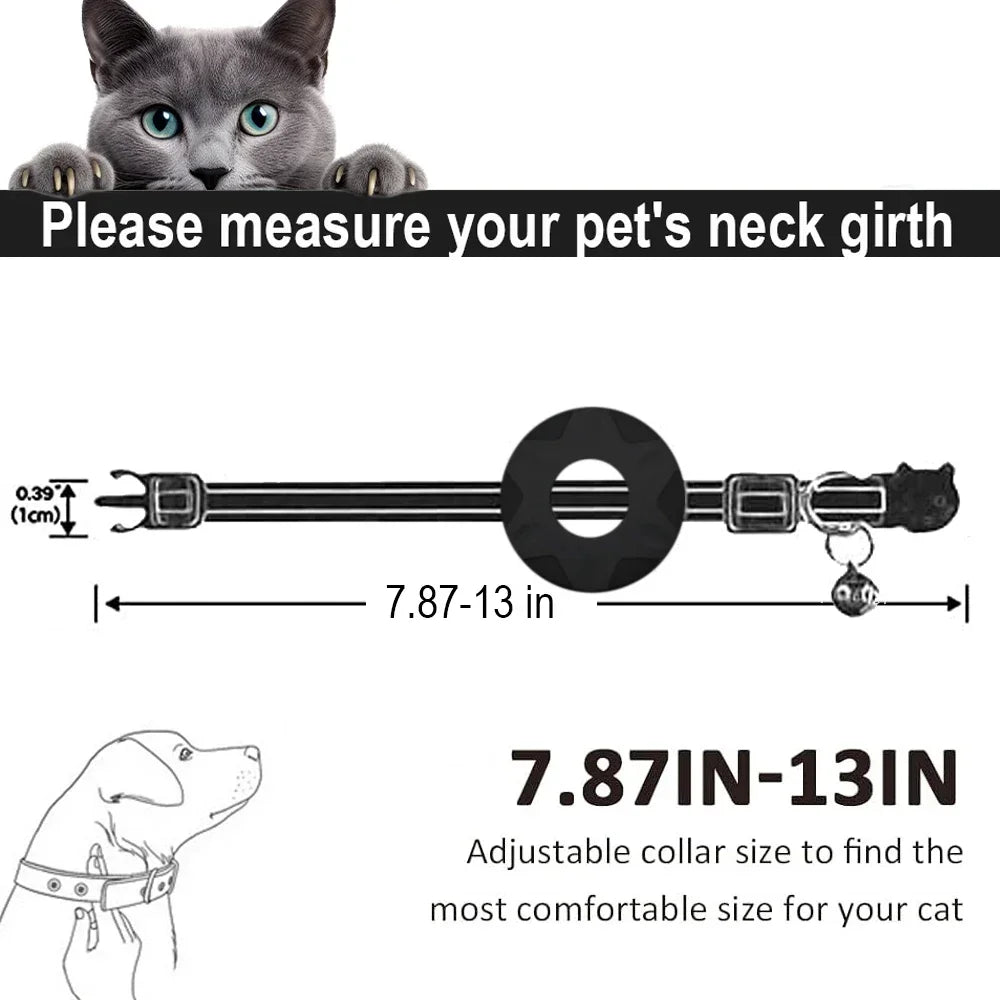Reflective Cat Collar with AirTag Holder & Bell — Safe Breakaway Design