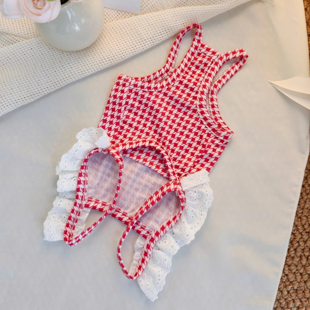Dog Pajama, Plaid Printed Four-legged Pet Clothes, Soft Vest Outfit For Puppy Small Dogs
