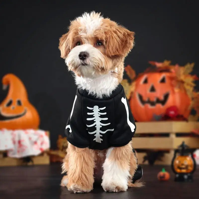 Halloween Costume For Dogs Glowing Skeleton Halloween Cosplay Pet Jumpsuit Pet Outfit Festive Appeal For Parades Play Dates