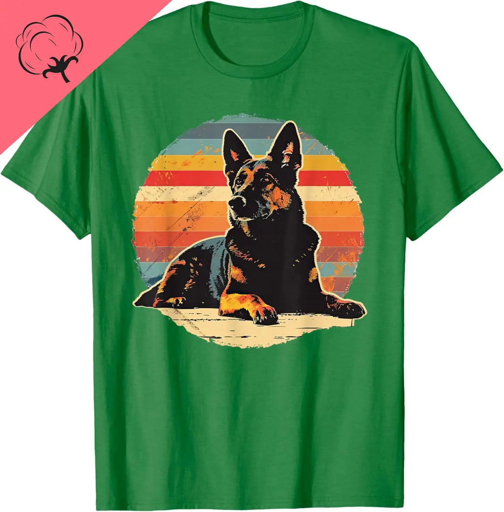 Vintage German Shepherd Dog Retro T-Shirt Couple Kawayi Cotton Men and Women Short Sleeves Printed T-shirt Camisas