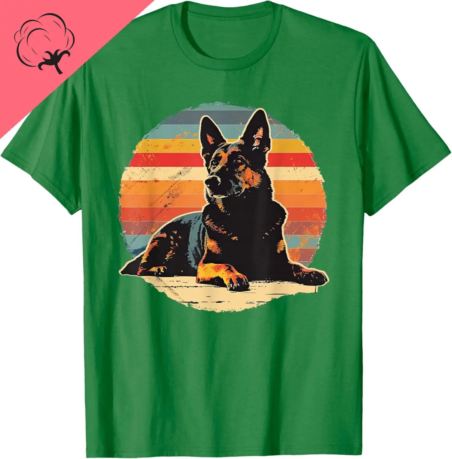 Vintage German Shepherd Dog Retro T-Shirt Couple Kawayi Cotton Men and Women Short Sleeves Printed T-shirt Camisas