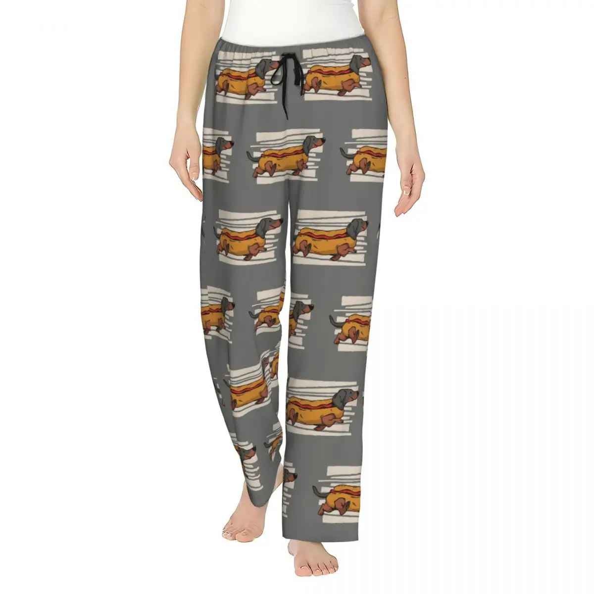 Custom Womens Dachshund Dog Pajama Pants Print Sausage Dogs Sleep Sleepwear Bottoms with Pockets