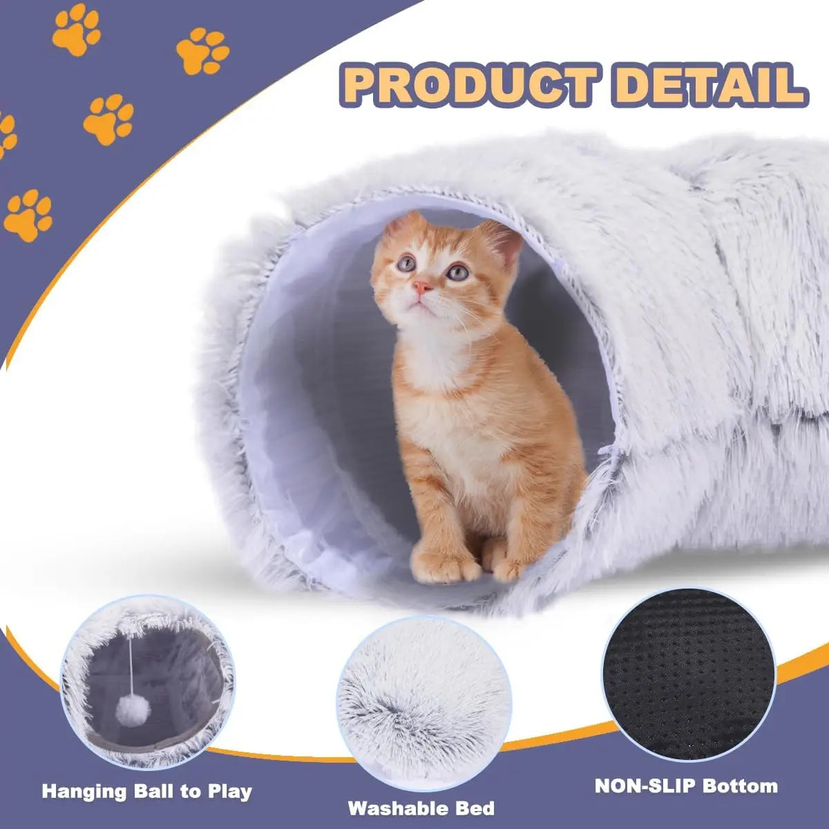 New Arrival Plush Cat Tunnel Bed Foldable Two-in-One round Warmth Pet Nest Thickened Cozy Cuddly Cat Hideaway