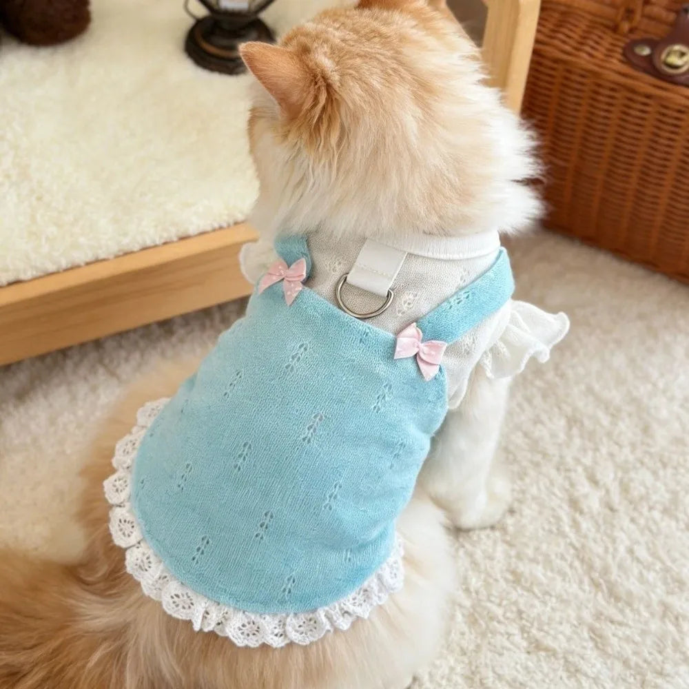 Fashion Cool Dog Summer Clothes Thin Breathable Comfortable Pet Cooling Costume Cute with Traction Ring Cat Overalls Daily Use