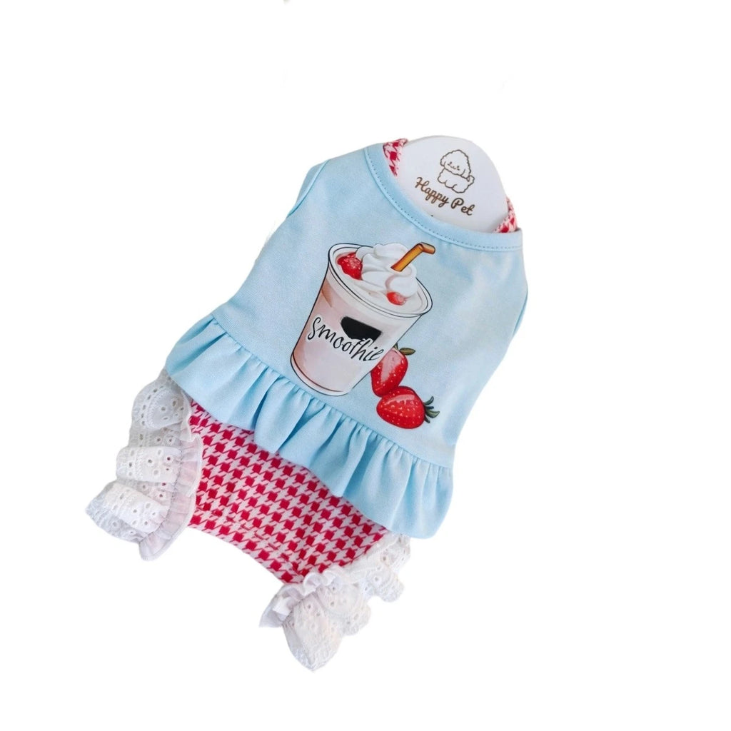 Dog Pajama, Plaid Printed Four-legged Pet Clothes, Soft Vest Outfit For Puppy Small Dogs
