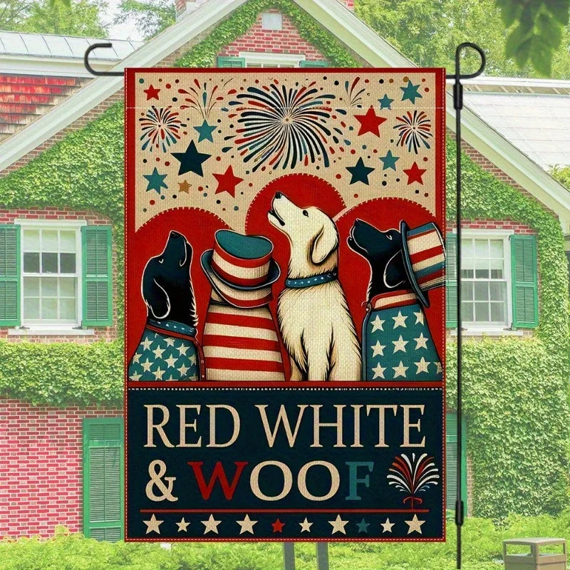 4th of July Patriotic Dog Garden Flag – 12x18 Double Sided