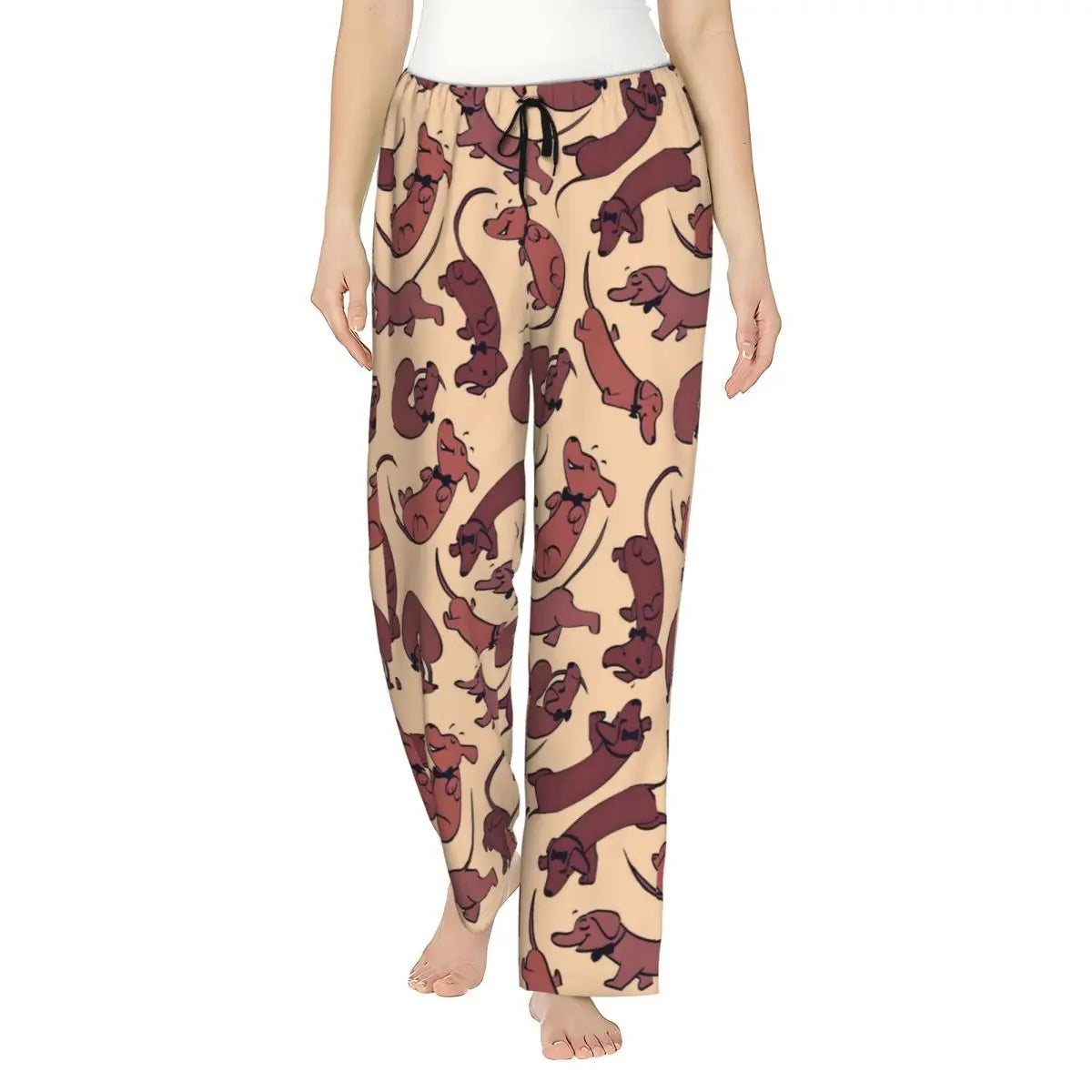Custom Womens Dachshund Dog Pajama Pants Print Sausage Dogs Sleep Sleepwear Bottoms with Pockets