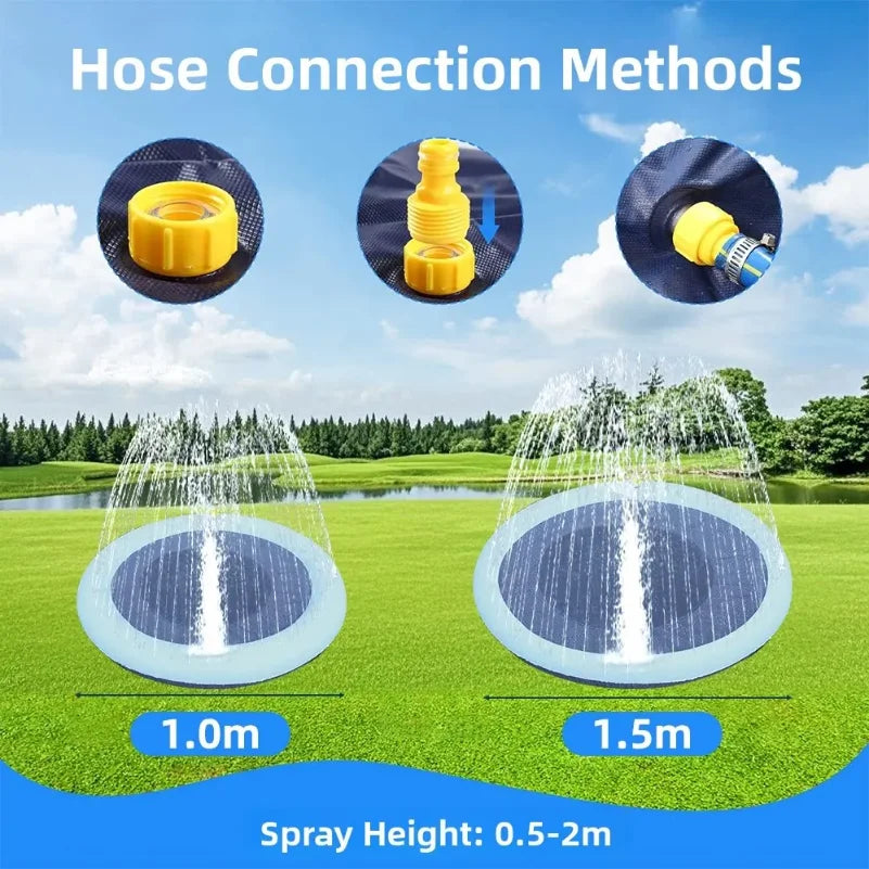 150cm Thickened Anti-Slip Pet Splash Pad Inflatable Sprinkler Mat Outdoor Backyard Water Toy Summer Cooling Pool for Dogs