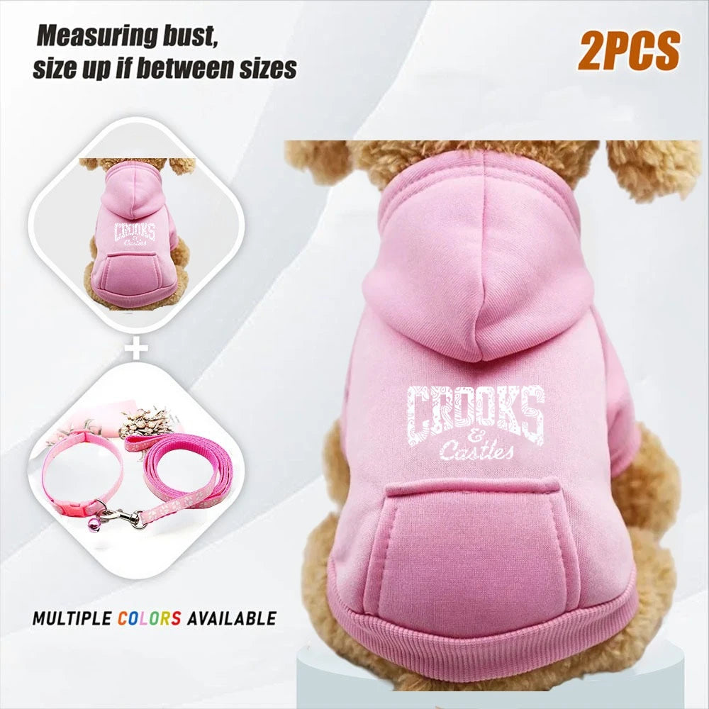 2PCS Traction Rope with Clothes Pet Dog Cat Halloween Costumes,West Cowboy with Hat,Funny Pet Outfit Funny Costume for Cats Dogs
