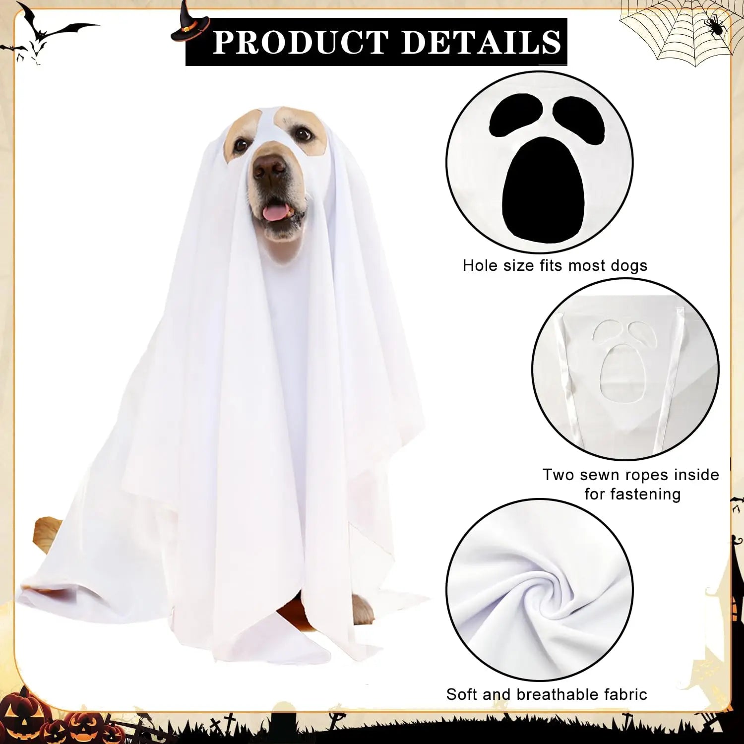 Dog Halloween Costumes - Dog Ghost Costume, Funny and Cute Dog Costumes Clothes for Halloween Cosplay Party