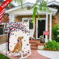 Memorial Day Patriotic Flags Double Sided Golden Retriever Dog Welcome for 4th of July Veterans Day Burlap Outdoor Yard