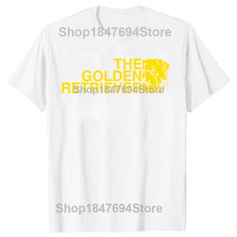 Funny The Golden Retriever Dog Face Graphic 100% Cotton T-shirts Men Fashion Casual Tshirt Loose Oversized Streetwear T Shirt