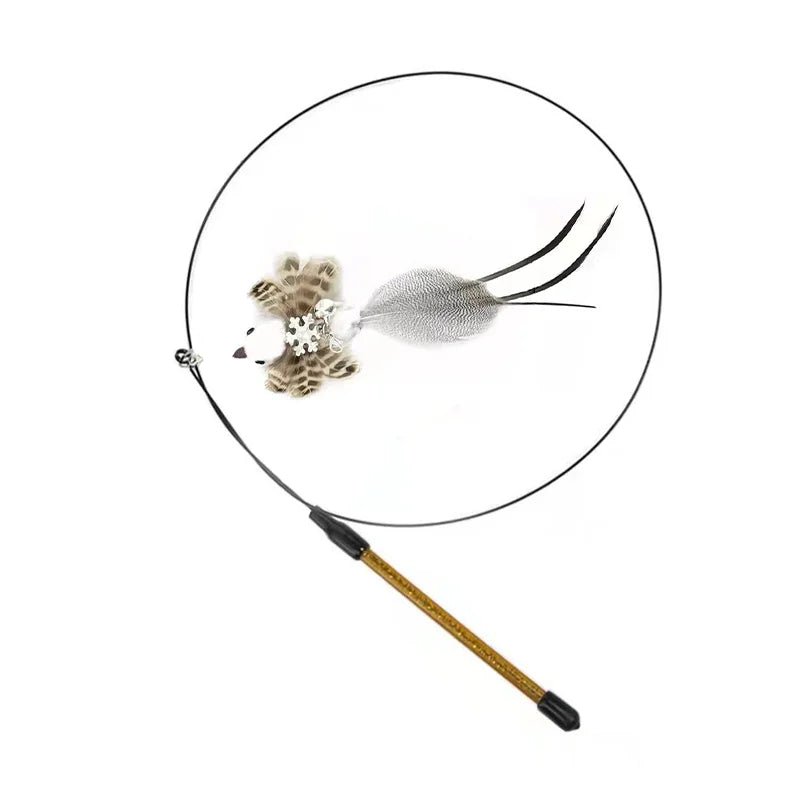 Interactive Feather Bird Cat Wand Toy with Bell & Suction Cup