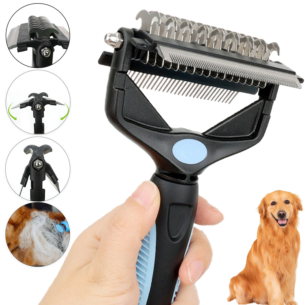 3-in-1 Pet Deshedding Brush — Hair Remover, Knot Cutter & Comb