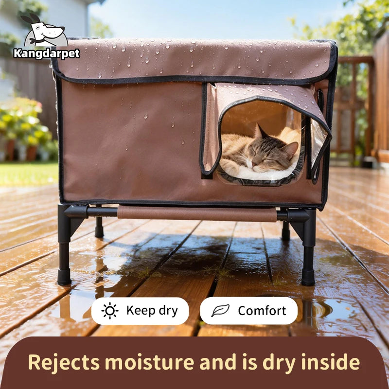 Outdoor Cat House Waterproof Cat House Rainproof Windproof Warm Foldable Cats Bed Thickened Insulation Escape Door Tent
