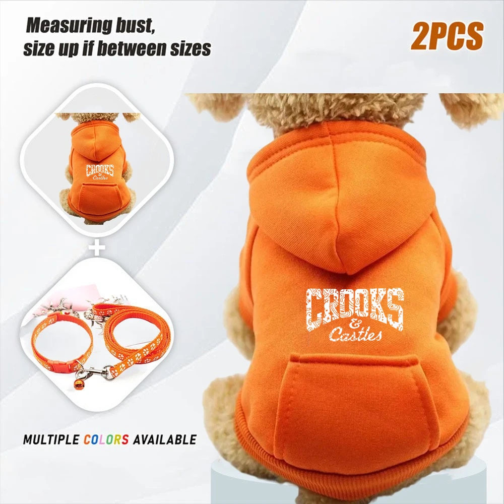 2PCS Traction Rope with Clothes Pet Dog Cat Halloween Costumes,West Cowboy with Hat,Funny Pet Outfit Funny Costume for Cats Dogs