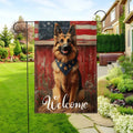 2D-Flat Print Garden Flag, Patriotic Dog Welcome Print, Pet Decor, 30x45cm, Flagpole Not Included