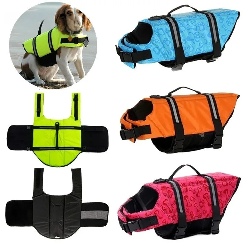 Summer Dog Life Jacket — Reflective Adjustable Swimwear Safety Vest for Large Dogs