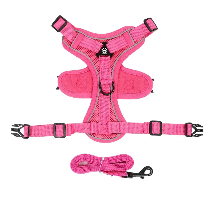 No Pull Dog Harness and Leash Set Adjustable Pet Harness Vest for Small Dogs Cats Reflective Dog Chest Strap Lead Walking
