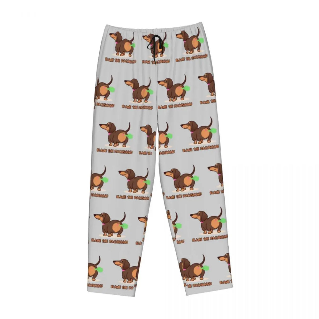 Custom Womens Dachshund Dog Pajama Pants Print Sausage Dogs Sleep Sleepwear Bottoms with Pockets