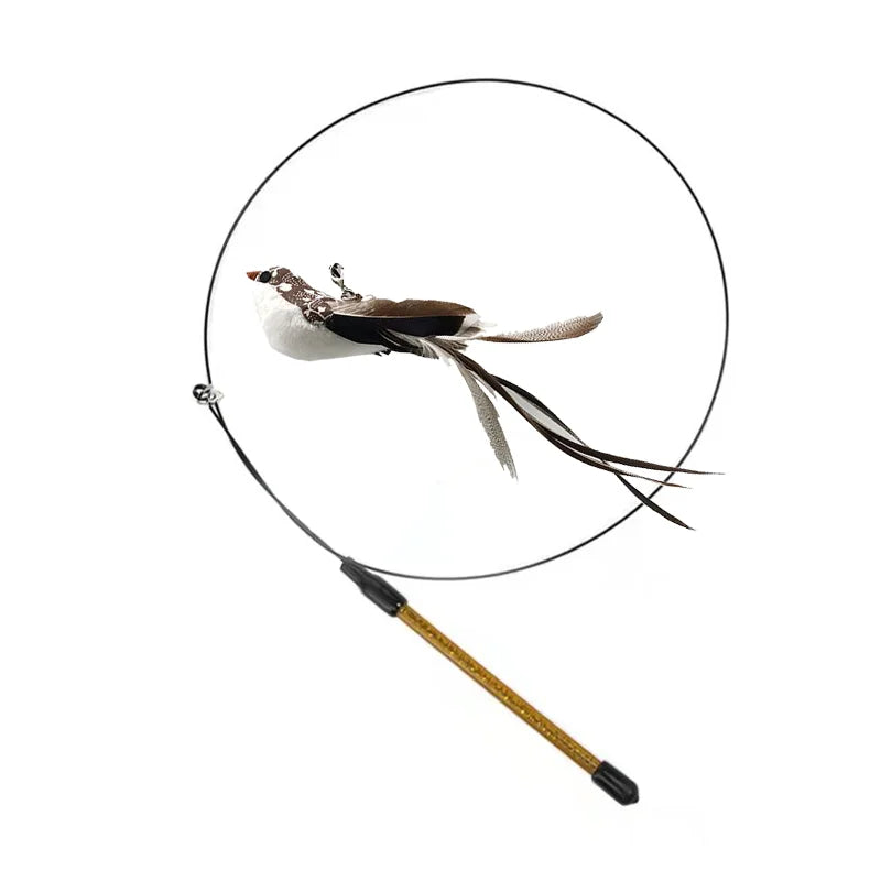 Interactive Feather Bird Cat Wand Toy with Bell & Suction Cup