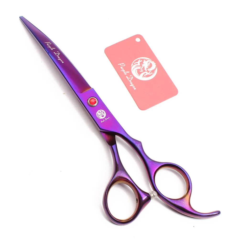 Grooming Scissors for Dogs Purple Dragon JP Stainless Straight Shears Thinning Shears Down Curved Scissors Pet Shears Comb Z3100