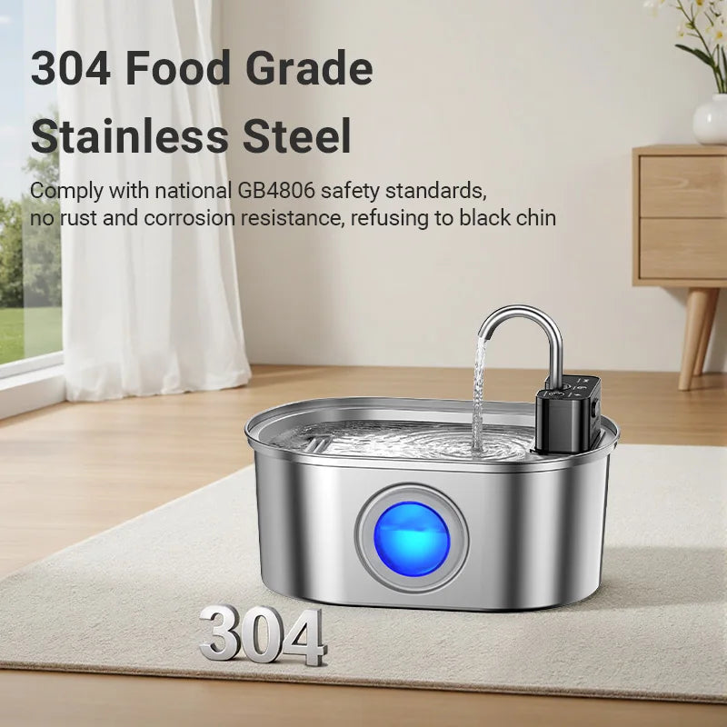 ROJECO Smart Cat Water Fountain — 3.2L Stainless Steel with Wireless Sensor