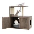 Cat Litter Box Enclosure with Cat Tree, 2in1 Hidden Litter Box with Pad Covered Spacious Top Perch, Sisal Scratching Post and P