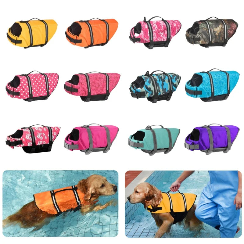 Reflective Dog Life Jacket — Adjustable Summer Swimwear Safety Vest