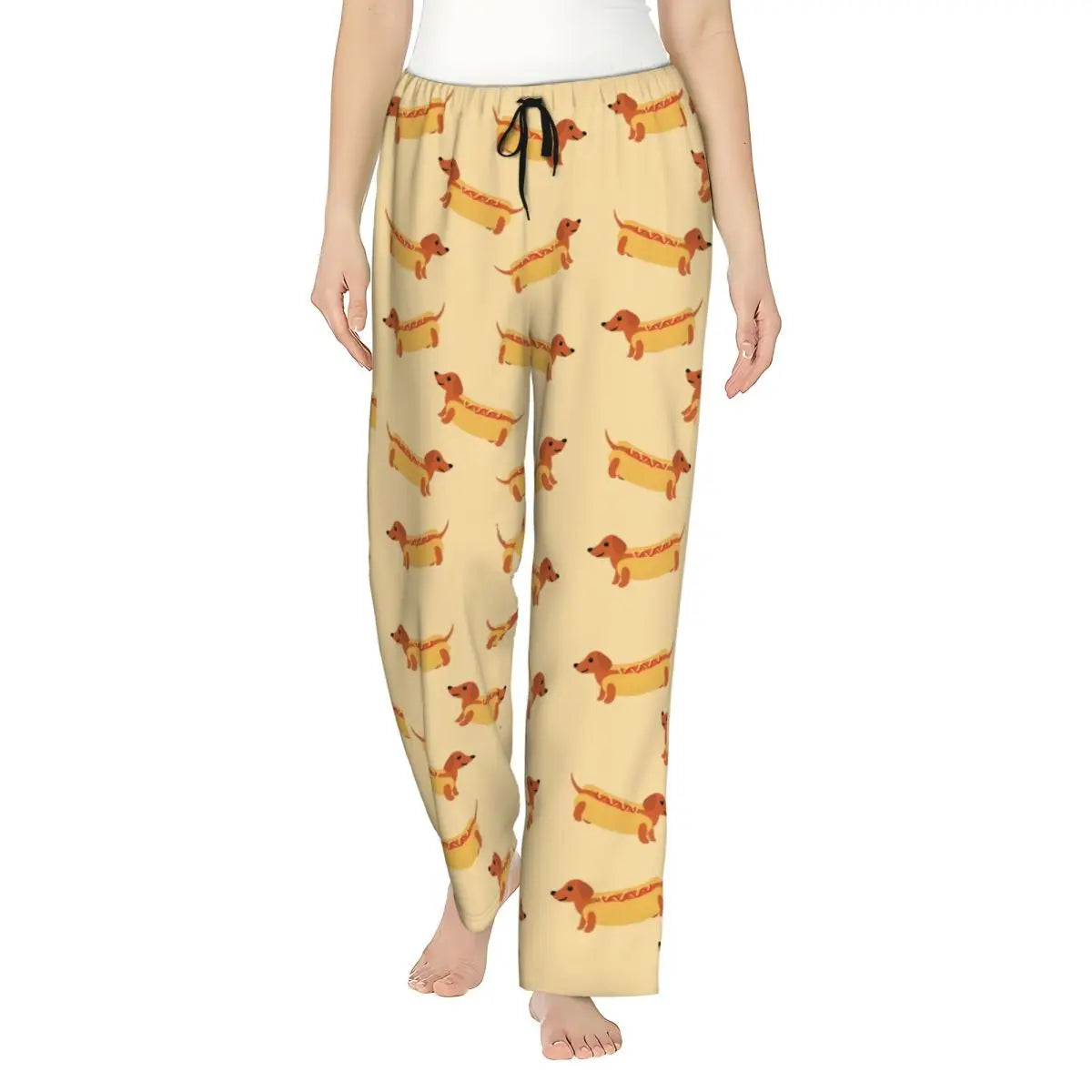 Custom Womens Dachshund Dog Pajama Pants Print Sausage Dogs Sleep Sleepwear Bottoms with Pockets