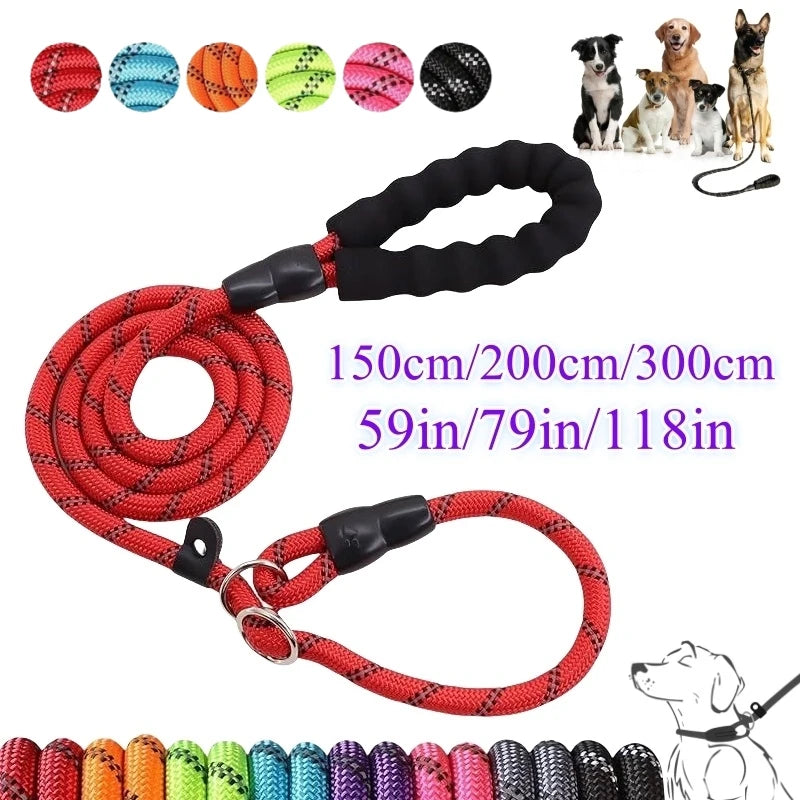 Strong Anti-Pull Dog Leash — 150cm to 300cm Slip Chain Rope for All Dogs